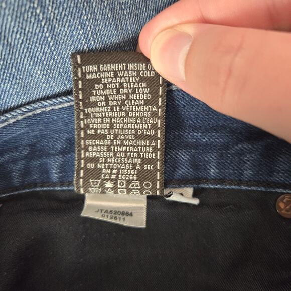 7 For All Mankind Jeans Mens 33x30 Blue Bootcut Denim Distressed Western Cowboy - Picture 10 of 14